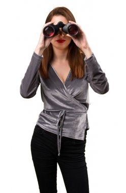 güzel genç kız ile dürbün