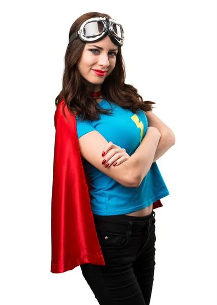 Bastante chica superhéroe con los brazos cruzados —  Fotos de Stock