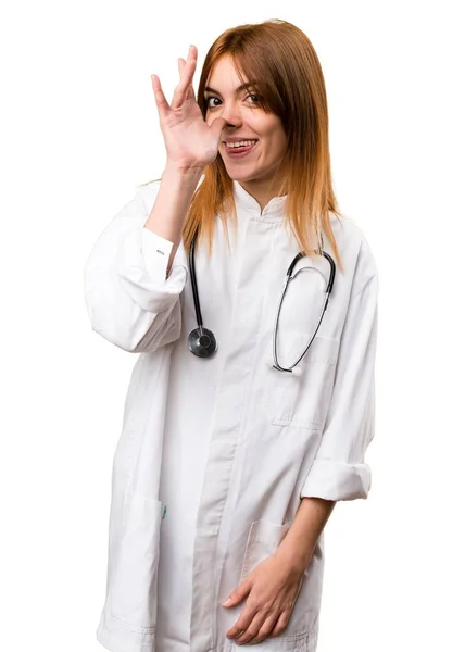 Genç doktor kadın bir şaka yapmak — Stok fotoğraf