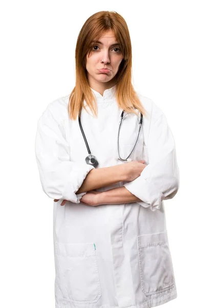 Triste joven médico mujer — Foto de Stock