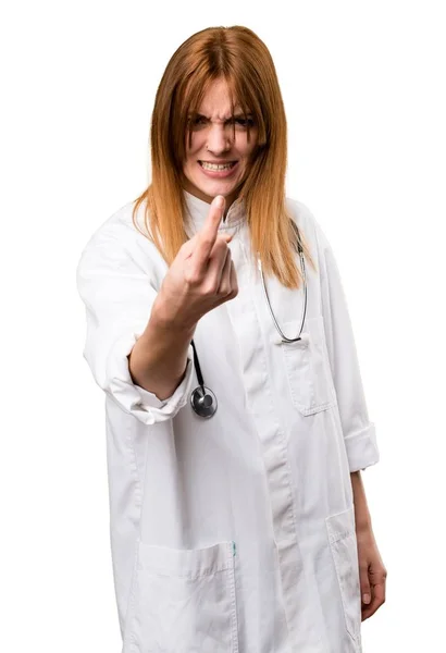Bağırarak genç doktor kadın — Stok fotoğraf