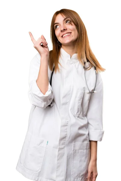 Fiatal orvos nő gondolkod — Stock Fotó