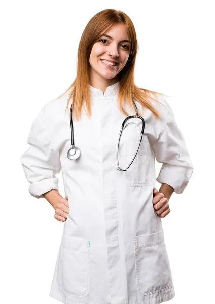 Glad ung läkare kvinna — Stockfoto