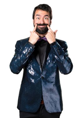 Payet ceket ile mutlu yakışıklı adam