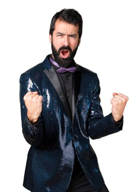 Payet ceket ile şanslı yakışıklı adam