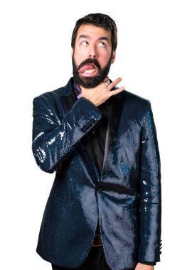 Payet kendini boğulma ceket ile yakışıklı adam