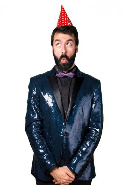 Payet ceket bir parti ile yakışıklı adam