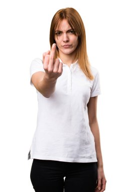 Güzel genç kız boynuz jest yapma