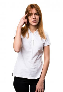 Güzel genç kız deli jest yapma