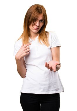 Güzel genç kız sürpriz jest yapma