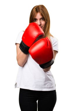 güzel genç kız ile Boks eldiveni