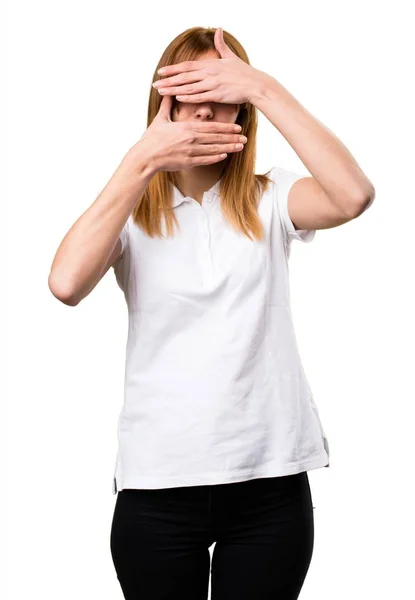 Beautiful young girl covering her face — Stock Photo, Image