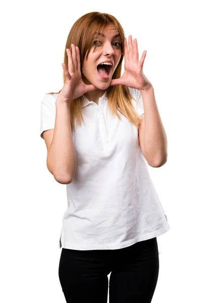 Menina bonita fazendo gesto surpresa — Fotografia de Stock