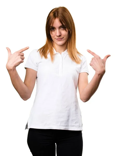 Beautiful young girl proud of herself — Stock Photo, Image