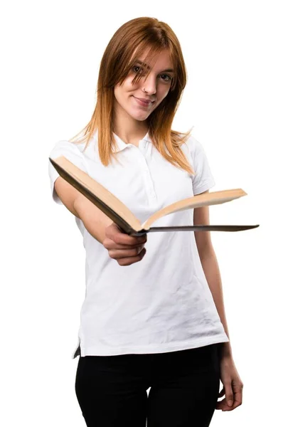 Beautiful young girl reading book — Stock Photo, Image