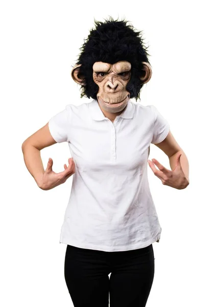 Мавпа дівчина на ізольованому фоні — стокове фото