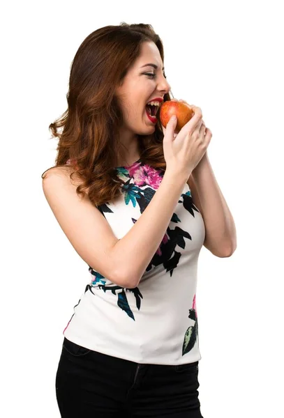 Schönes junges Mädchen mit einem Apfel — Stockfoto