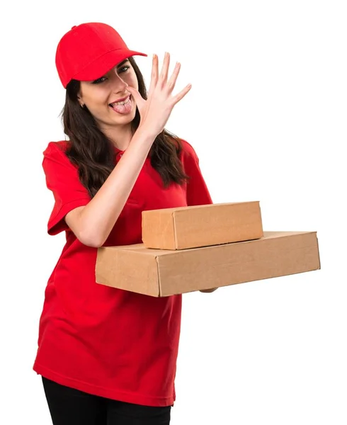 Mulher de parto fazendo uma piada — Fotografia de Stock