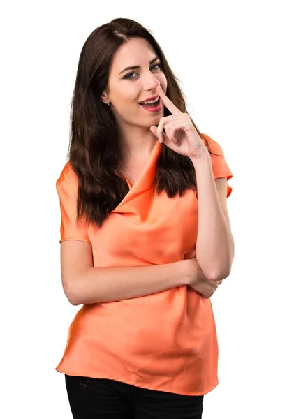 Mooi jong meisje verrassing gebaar maken — Stockfoto