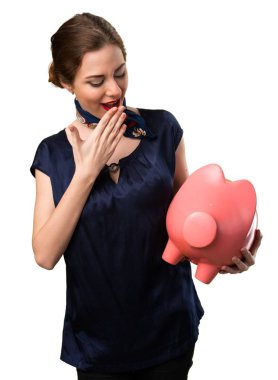 Bir servet tutan sürpriz güzel hostes