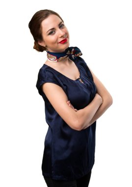 Kollarını ile güzel hostes geçti