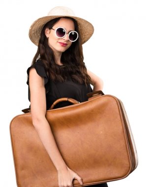 Güzel genç kız ile bir çanta