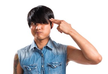 Asya yakışıklı adam intihar jest yapma