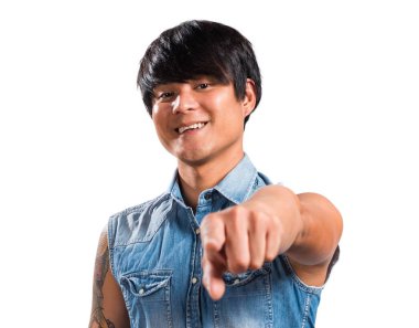 Asya yakışıklı adam önüne işaret