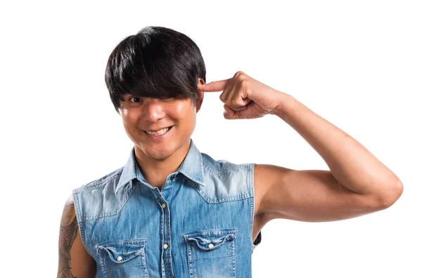 Asiatische schöner Mann machen verrückte Geste — Stockfoto