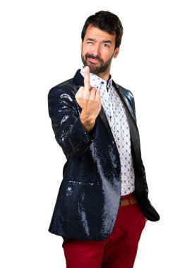 Boynuz jest yapma ceket adamla