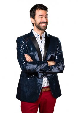 Ceket göz kırpıyor ile adam