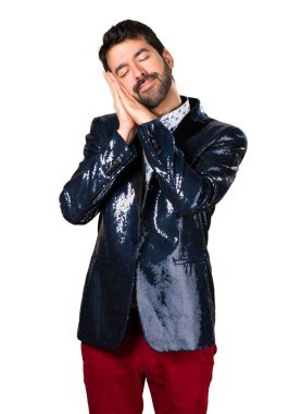 Uyku jest yapma ceket adamla