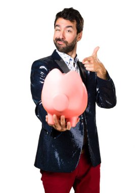 Ceket bir servet tutan adamla