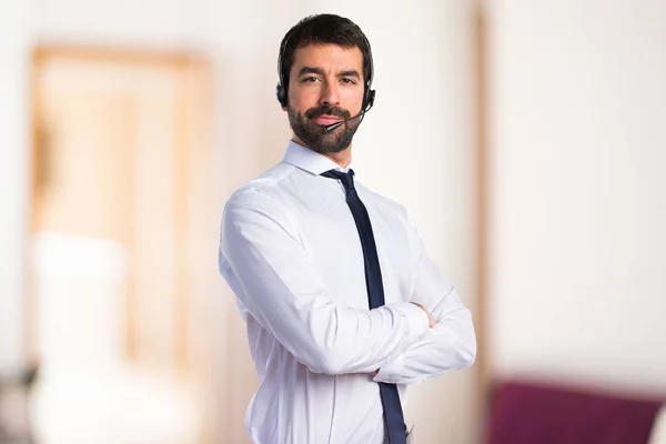 Young man with a headset — Stock Photo, Image