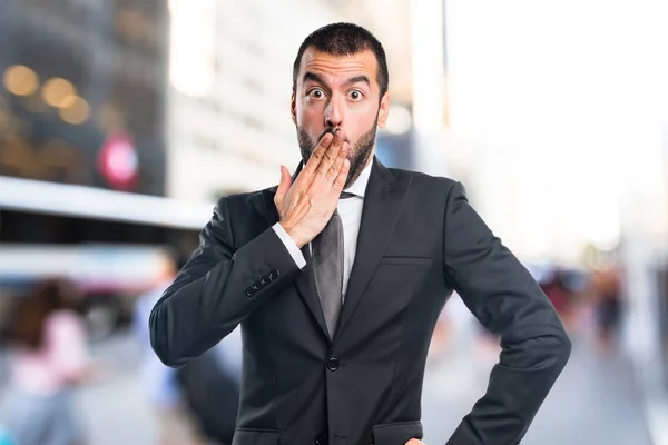 Businessman doing surprise gesture — Stock Photo, Image