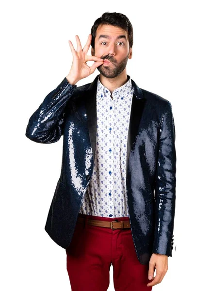 Sessizlik jest yapma ceket adamla