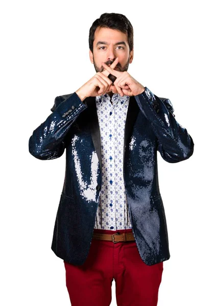 Sessizlik jest yapma ceket adamla