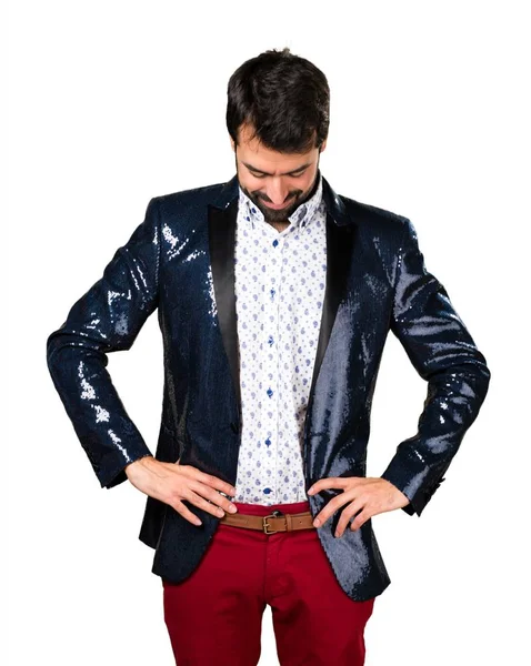 Man with jacket looking down — Stock Photo, Image