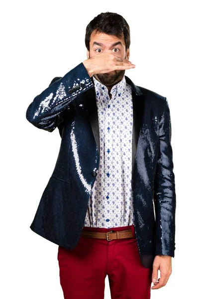 Adam kötü jest kokulu yapma ceket ile