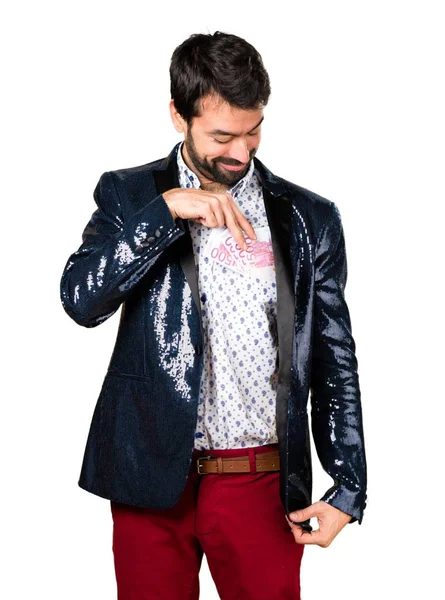 Adam bir sürü para alarak ceket ile