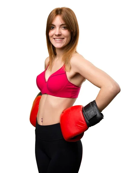 Young sport woman with boxing gloves — Stock Photo, Image