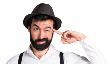 Deli jest yapma sakallı hippi adam