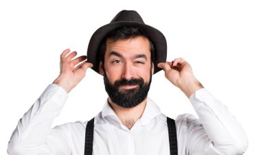 Sakallı yakışıklı hipster adam