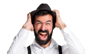 Sakallı adam sinirli hipster