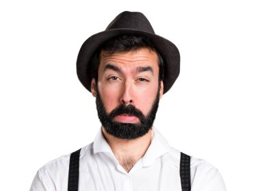 Sakallı adam üzgün hipster