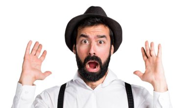 Sakallı sürpriz hipster adam