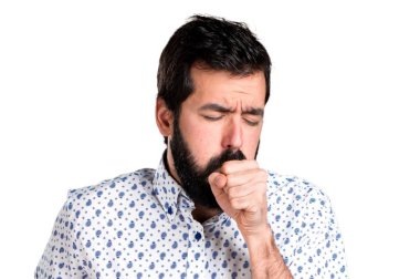 Sakalı çok öksürük ile esmer yakışıklı