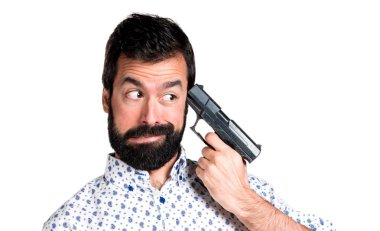 İntihar cometing sakallı yakışıklı esmer adam