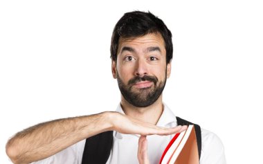 Zaman aşımı jest yaparak öğrenci adam