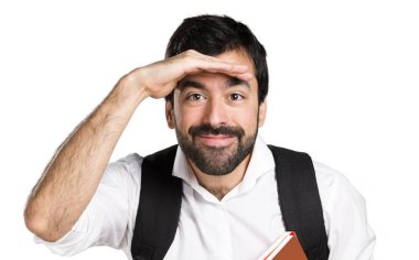 Bir şeyler gösteriyor öğrenci adam